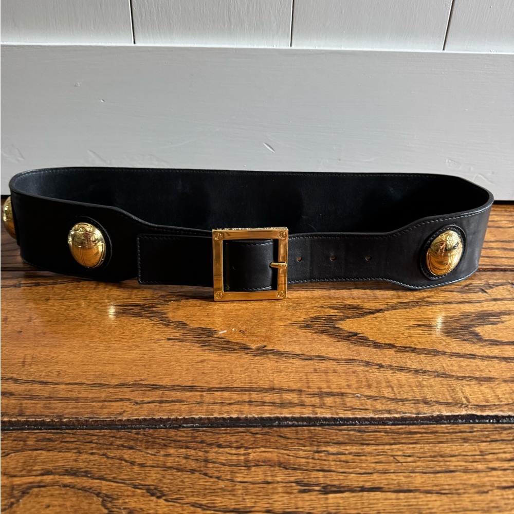 Tory Burch Women’s Vintage Black Leather Ladybug Belt - Picture 2 of 8